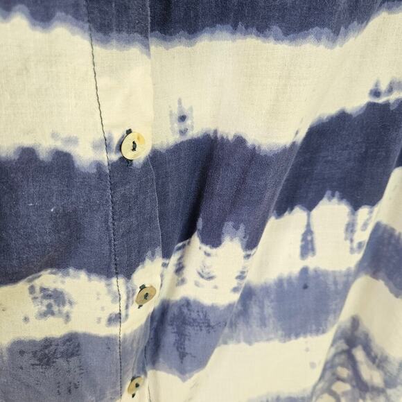 Beaches & Boho Seas the Dream Tie Dye Tunic Top Blouse XL Blue Roll Tab Sleeve - Picture 5 of 10